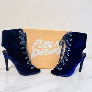 Public Desire RIRI Lace Up Peep Toe Ankle Boot